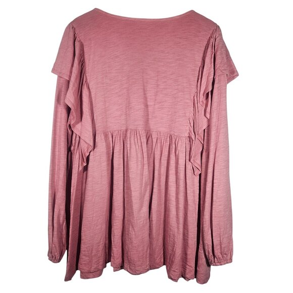 ODDY Mauve Woman’s Embroidered Peasant Ruffle Boho Top 3XL Cottagecore Statement - Picture 3 of 12